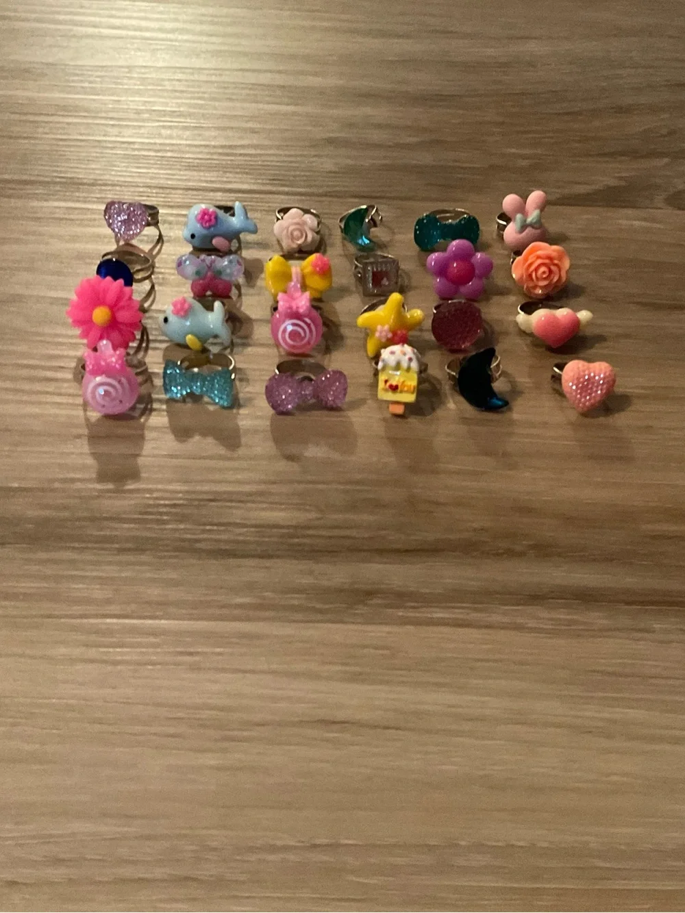 Pinksheep  | Girls Pink Jewelry Ring Set - Cute Multicolor Charms